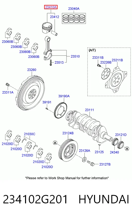 234102G201 Hyundai/Kia Поршень двигателя без колец
