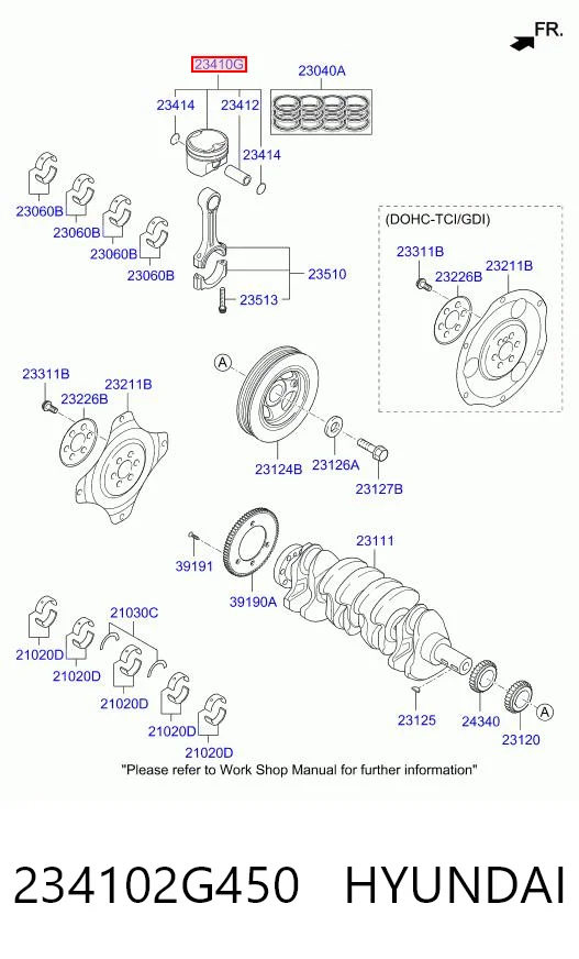 234102G450 Hyundai/Kia Поршень двигателя без колец