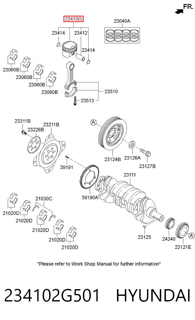 234102G501 Hyundai/Kia Поршень двигателя без колец