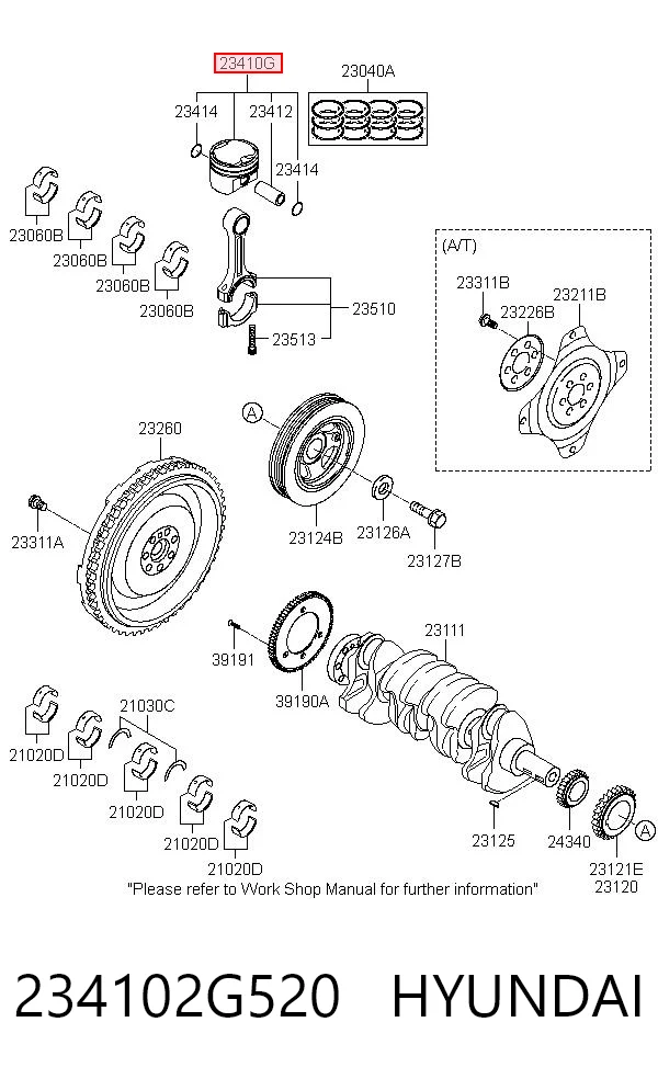 234102G520 Hyundai/Kia Поршень двигателя без колец