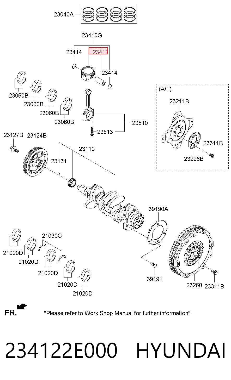 234122E000 Hyundai/Kia Палец поршня двигателя
