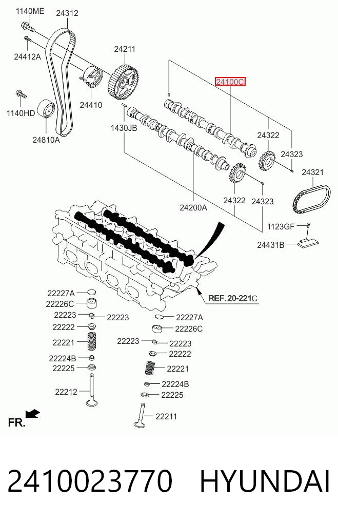 2410023770 Hyundai/Kia Распредвал двигателя, впускной