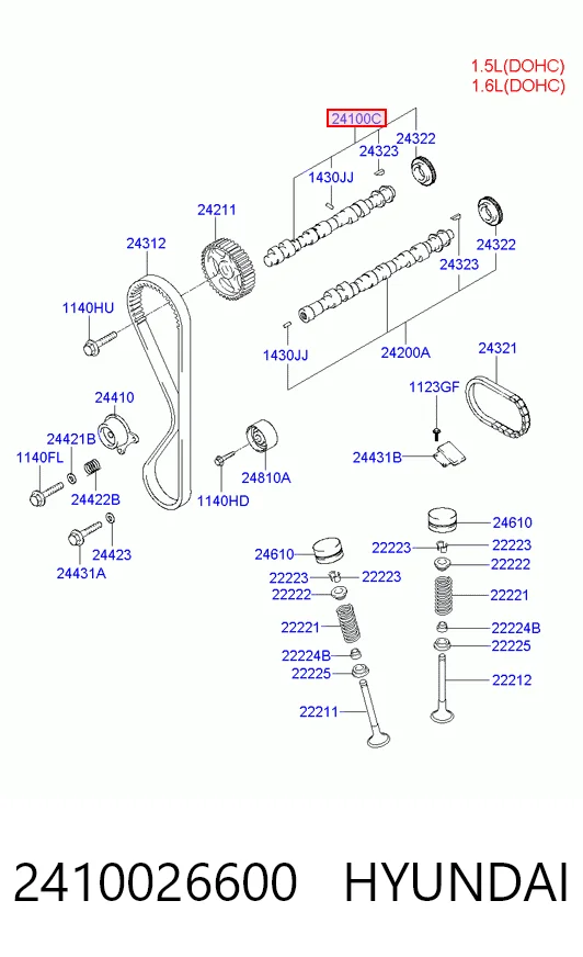 Распредвал двигателя, впускной на Hyundai Accent II LC