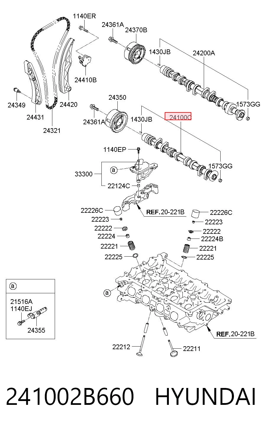 241002B660 Hyundai/Kia Распредвал двигателя, впускной