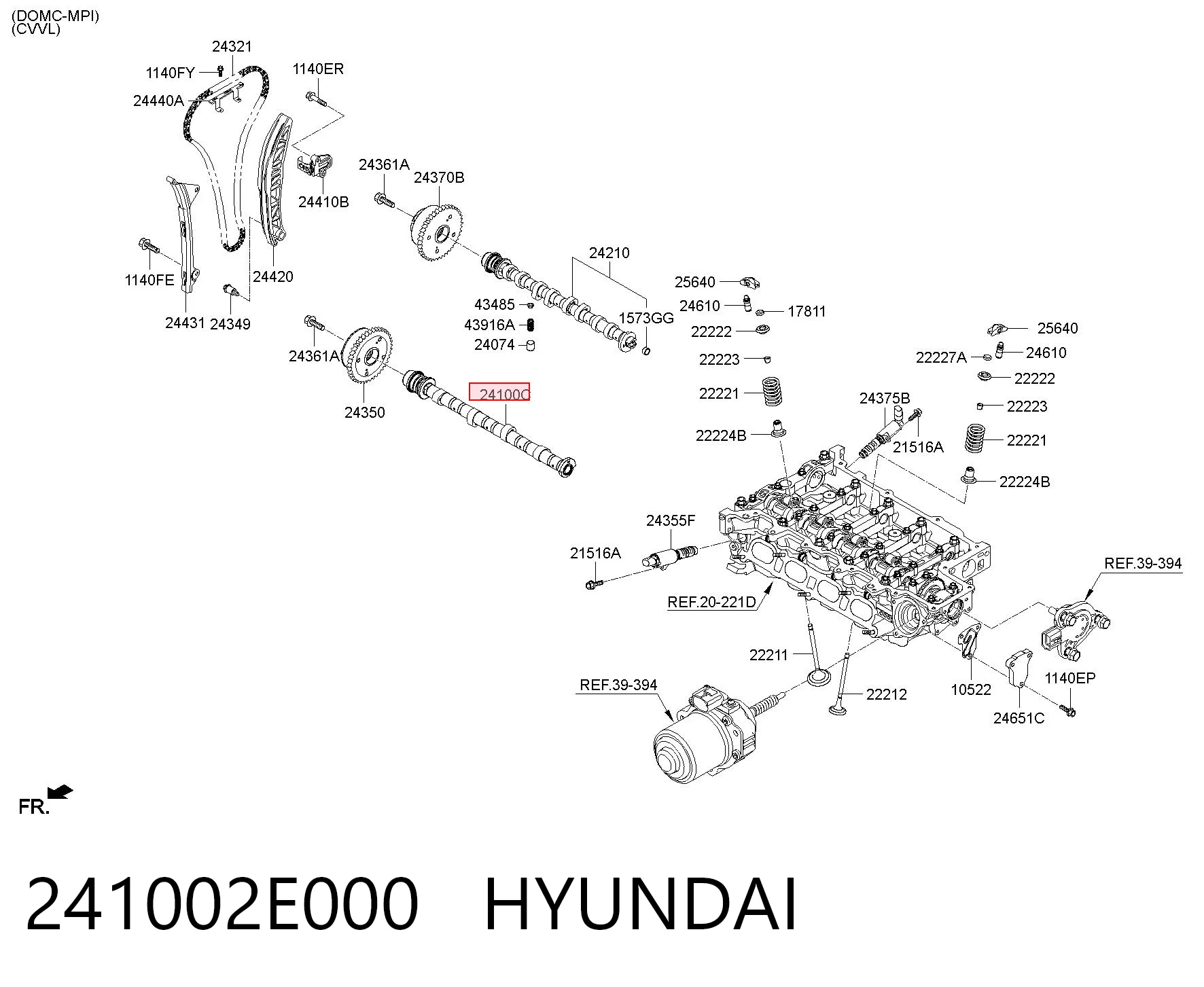 241002E000 Hyundai/Kia Распредвал двигателя, впускной