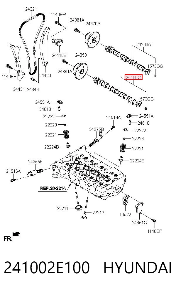 241002E100 Hyundai/Kia Распредвал двигателя, впускной