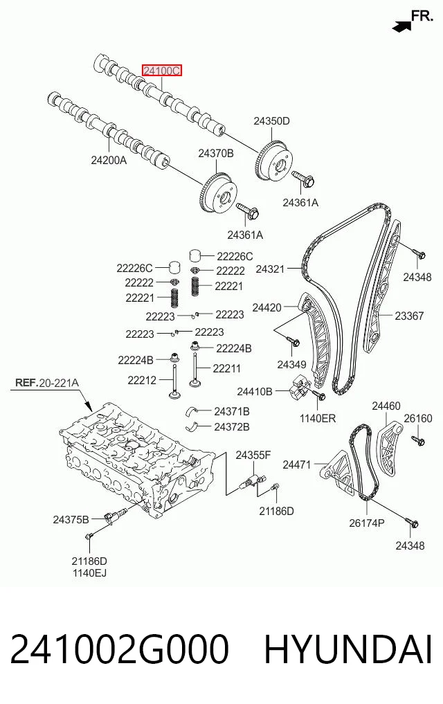 241002G000 Hyundai/Kia Распредвал двигателя, впускной