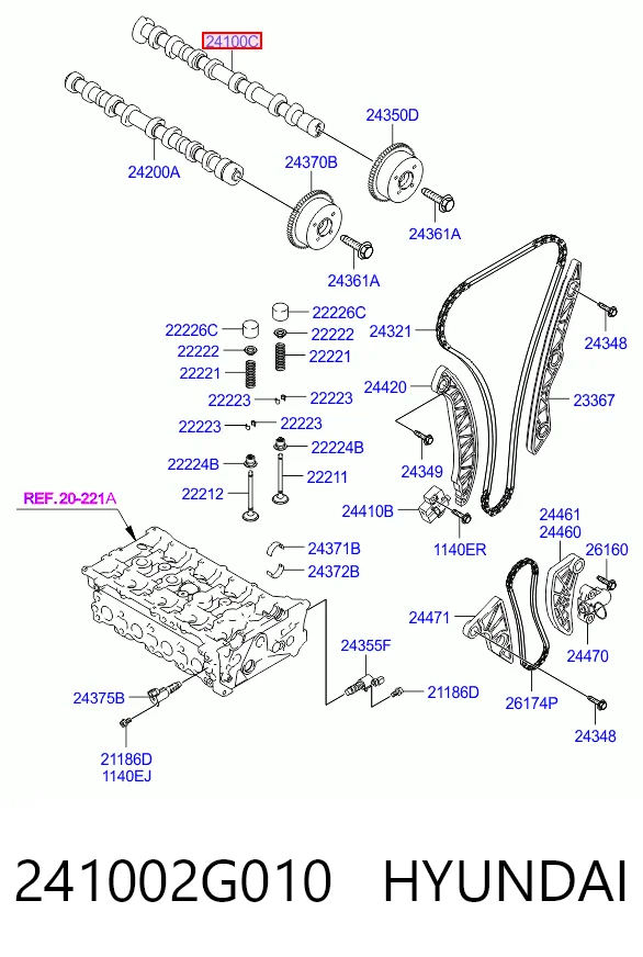 241002G010 Hyundai/Kia Распредвал двигателя, впускной