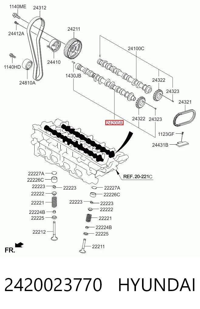 2420023770 Hyundai/Kia Распредвал двигателя выпускной