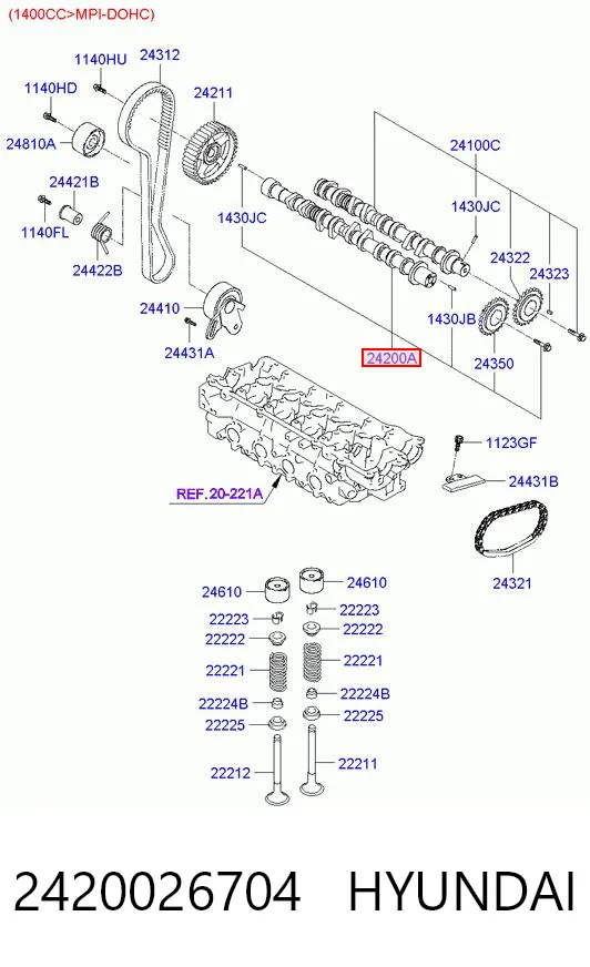 2420026704 Hyundai/Kia Распредвал двигателя выпускной