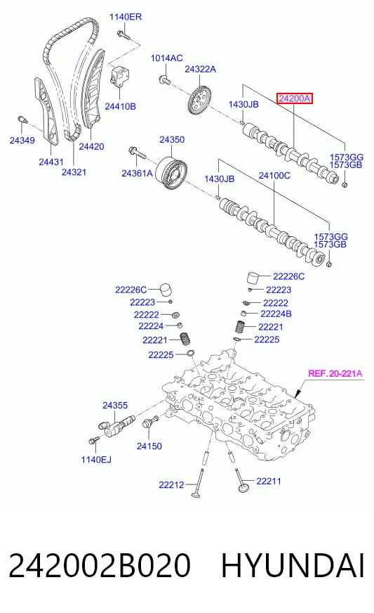 242002B000 Chrysler Распредвал двигателя выпускной