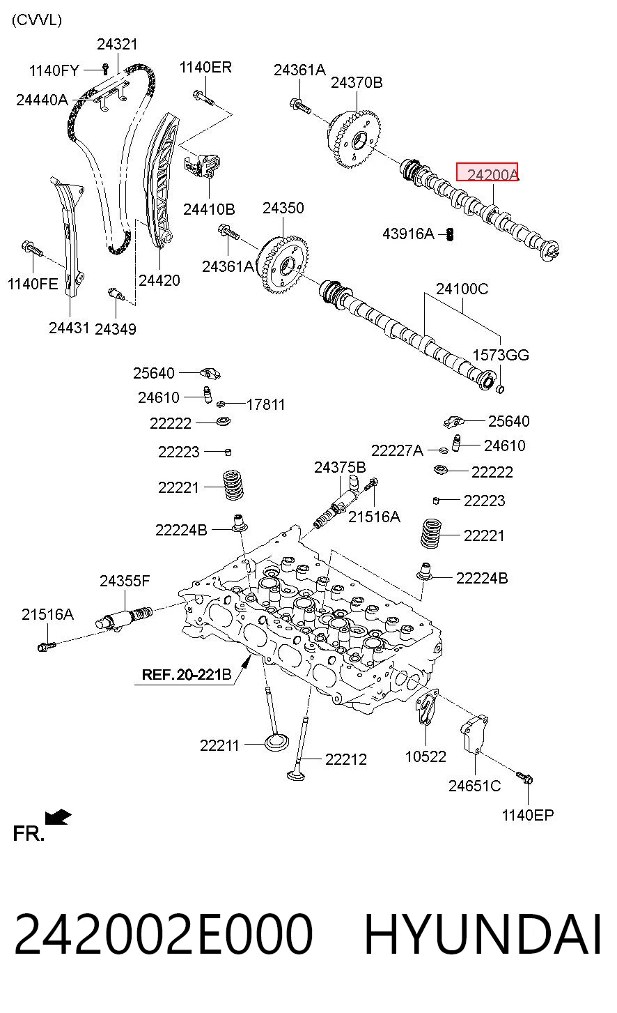 242002E000 Hyundai/Kia Распредвал двигателя выпускной