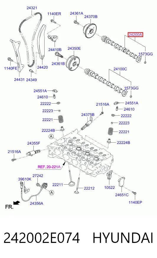 242002E074 Hyundai/Kia Распредвал двигателя выпускной