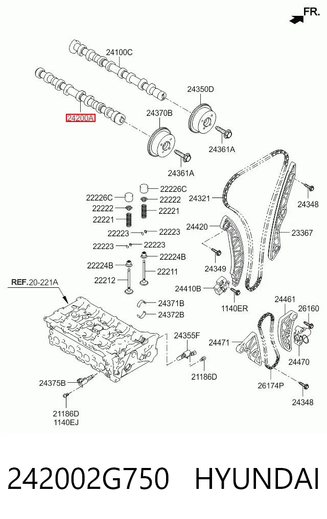 242002G750 Hyundai/Kia Распредвал двигателя выпускной
