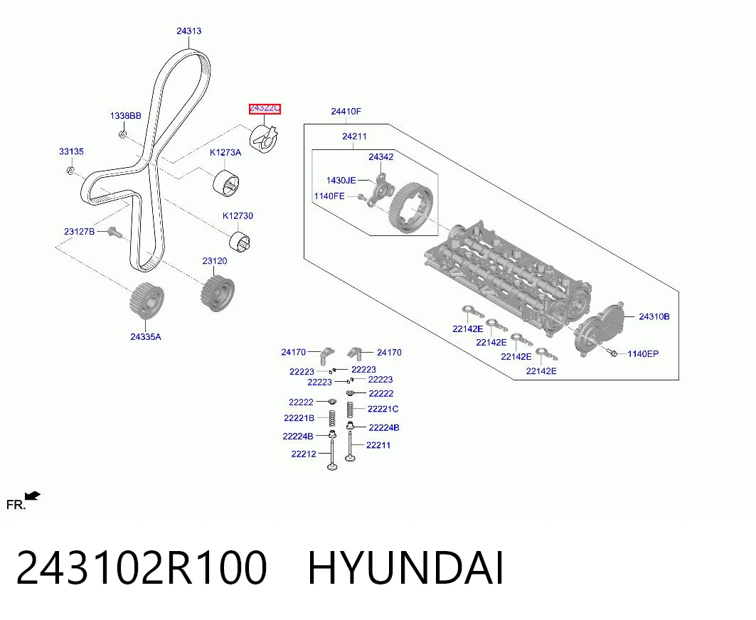 243102R100 Hyundai/Kia Ролик натяжителя ремня ГРМ