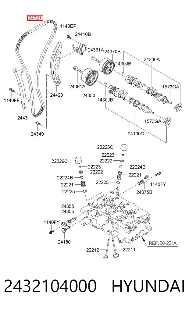 2432104000 Hyundai/Kia Цепь