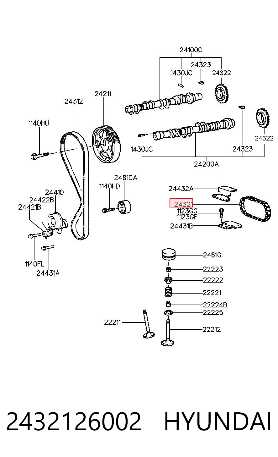 Цепь привода распредвала Parts-Mall 2432126020 цена, от 11.74 USD