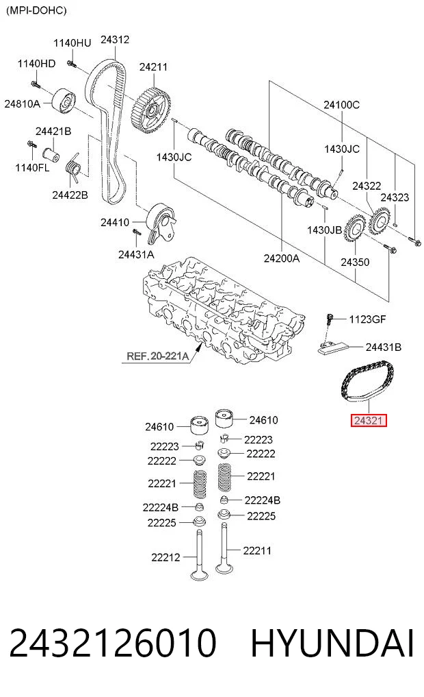 2432126010 Hyundai/Kia Цепь