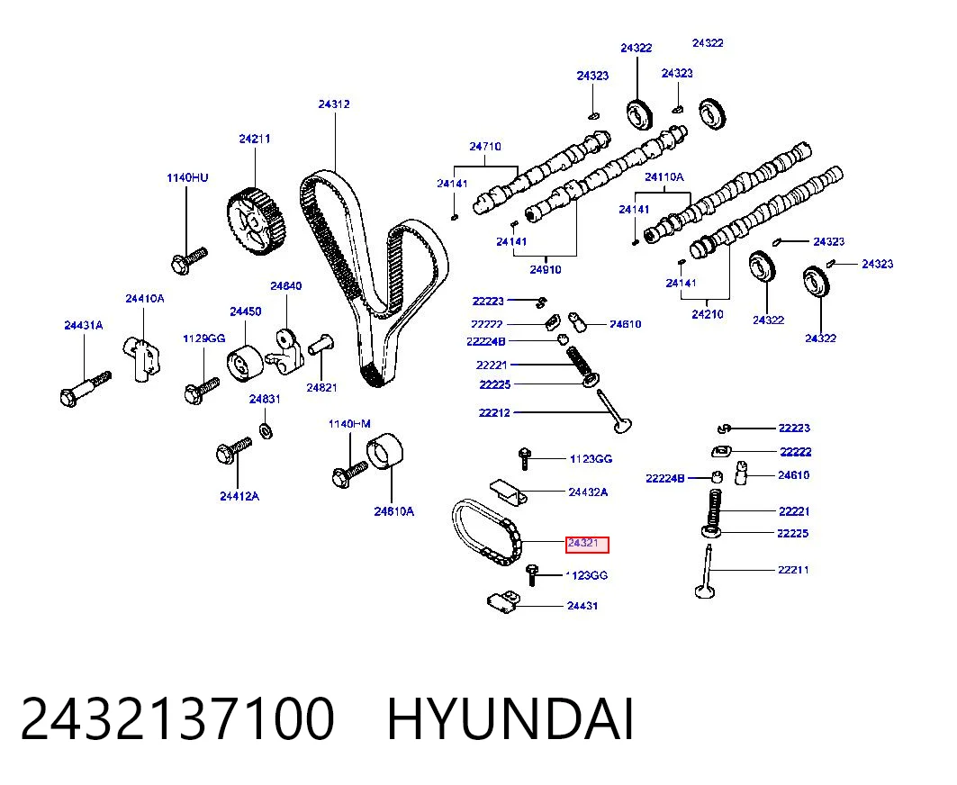 2432137100 Hyundai/Kia Цепь ГРМ, балансировочного вала