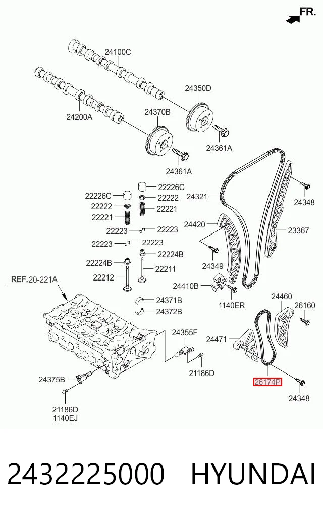 2432225000 Hyundai/Kia Цепь привода маслянного насоса