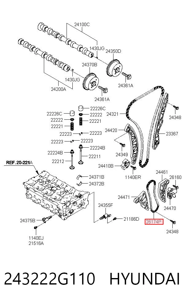 243222G110 Hyundai/Kia Цепь привода маслянного насоса