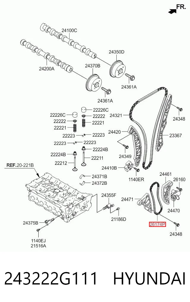 243222G111 Hyundai/Kia Цепь привода маслянного насоса