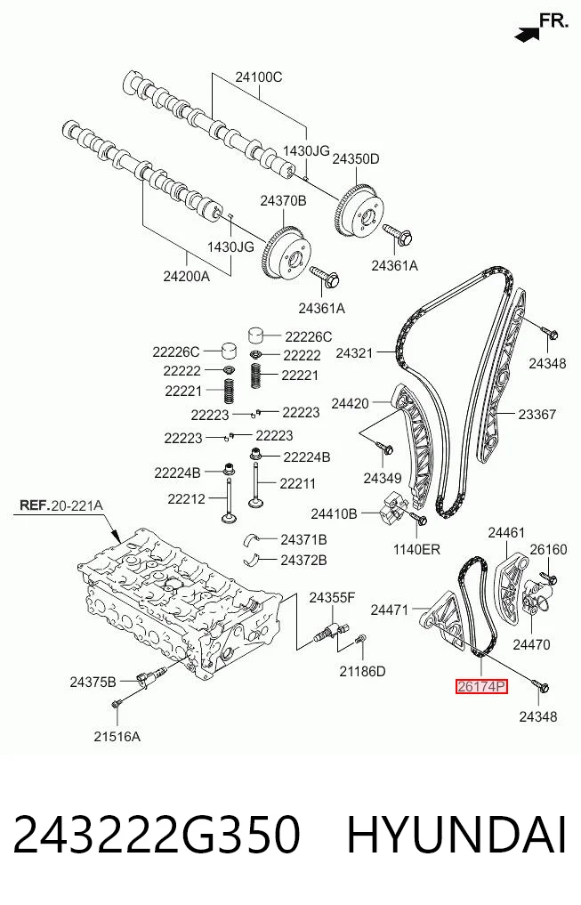 243222G350 Hyundai/Kia Цепь привода маслянного насоса