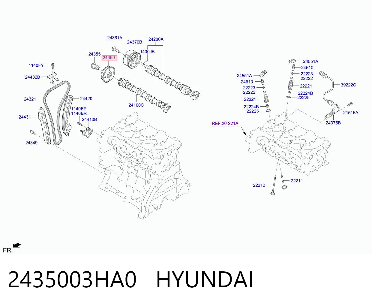 2435003HA0 Hyundai/Kia Звездочка шестерня распредвала двигателя выпускного