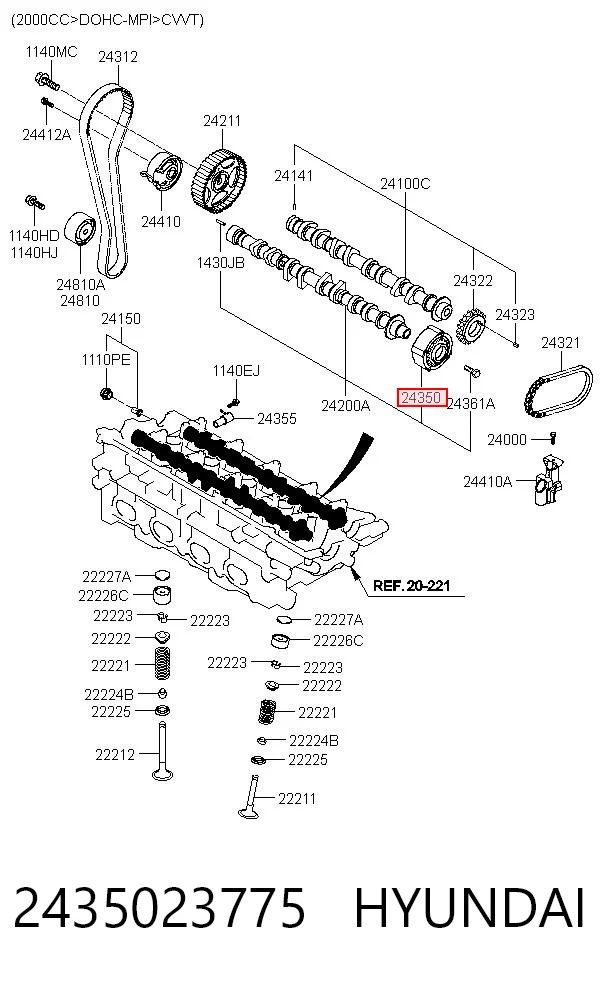 2435023775 Hyundai/Kia Звездочка шестерня распредвала двигателя выпускного