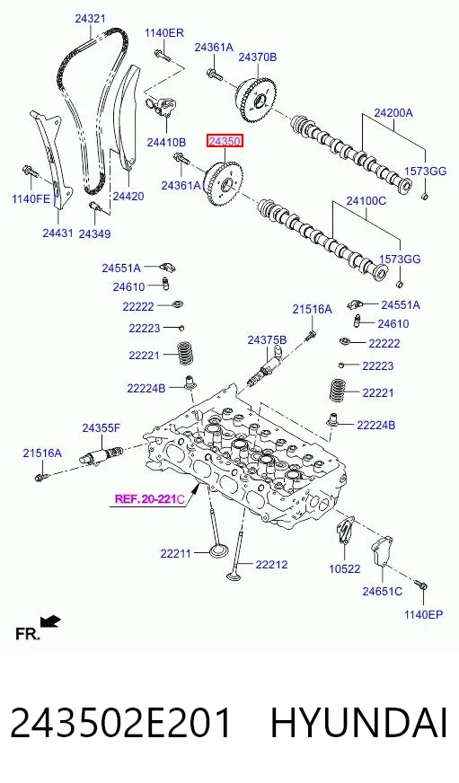 243502E201 Hyundai/Kia Звездочка шестерня распредвала двигателя выпускного