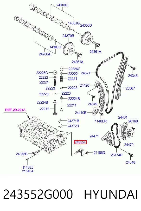 243552G000 Hyundai/Kia Клапан положения фаз распредвала
