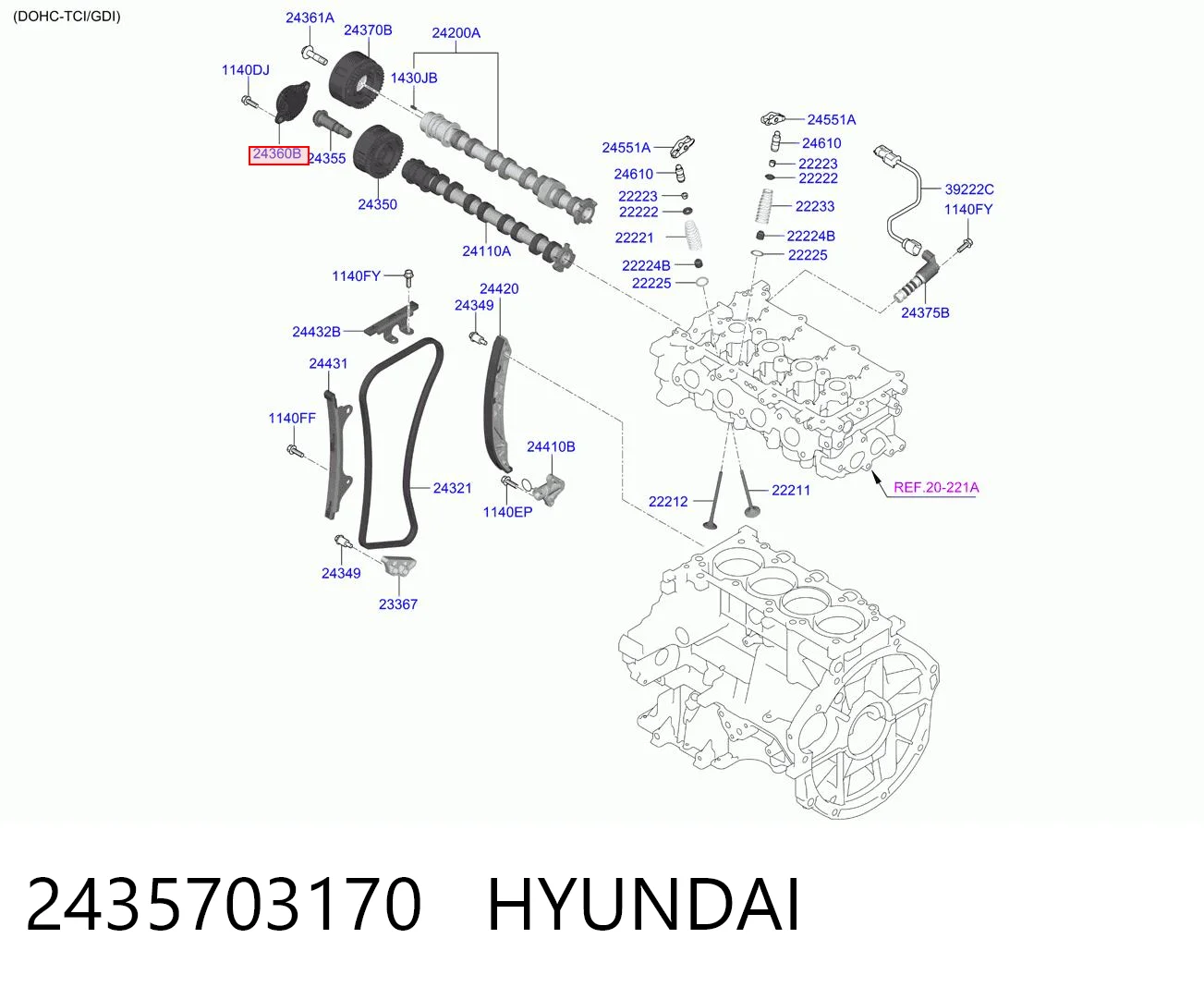 2435703170 Hyundai/Kia Клапан положения фаз распредвала