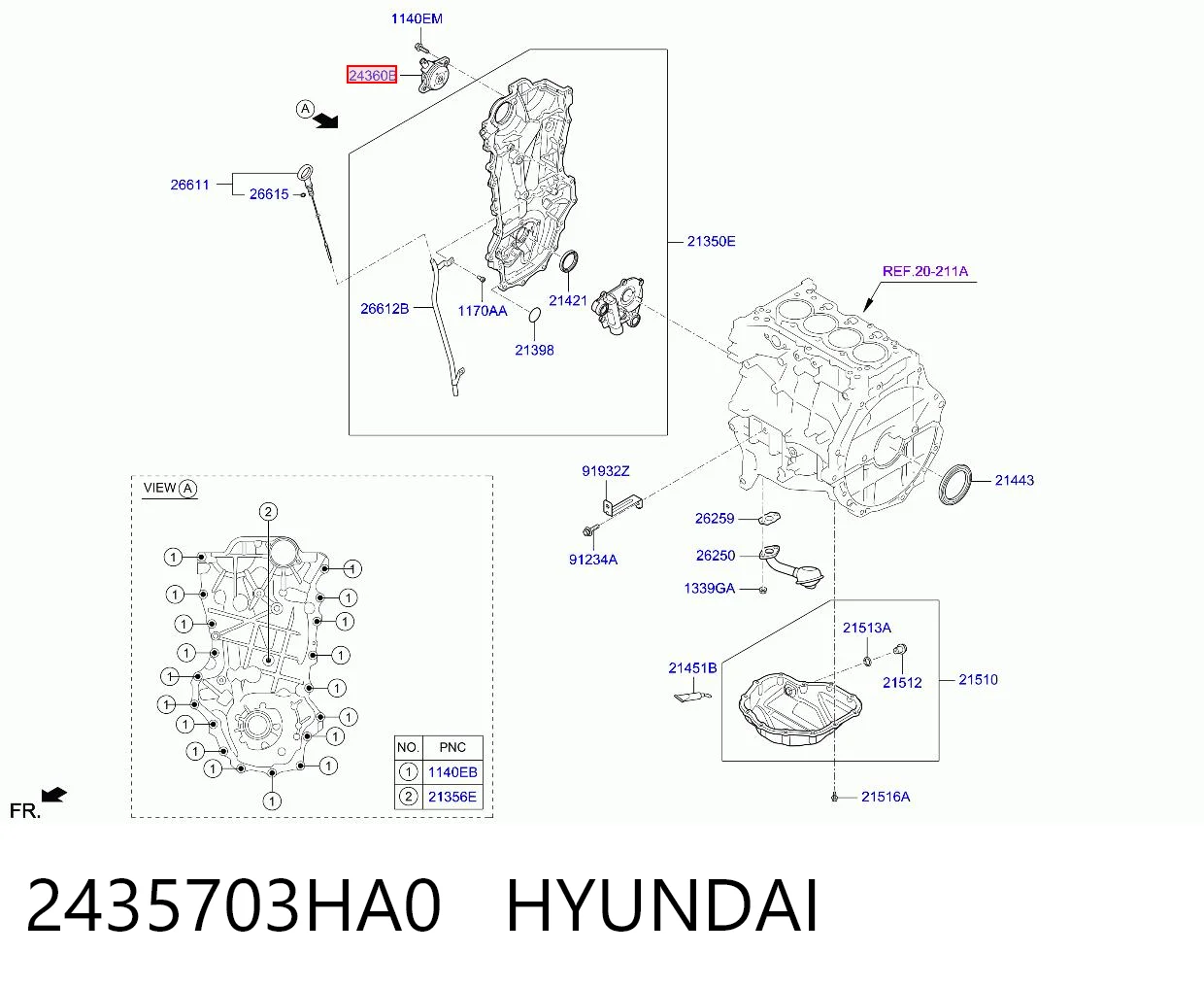2435703HA0 Hyundai/Kia Клапан положения фаз распредвала