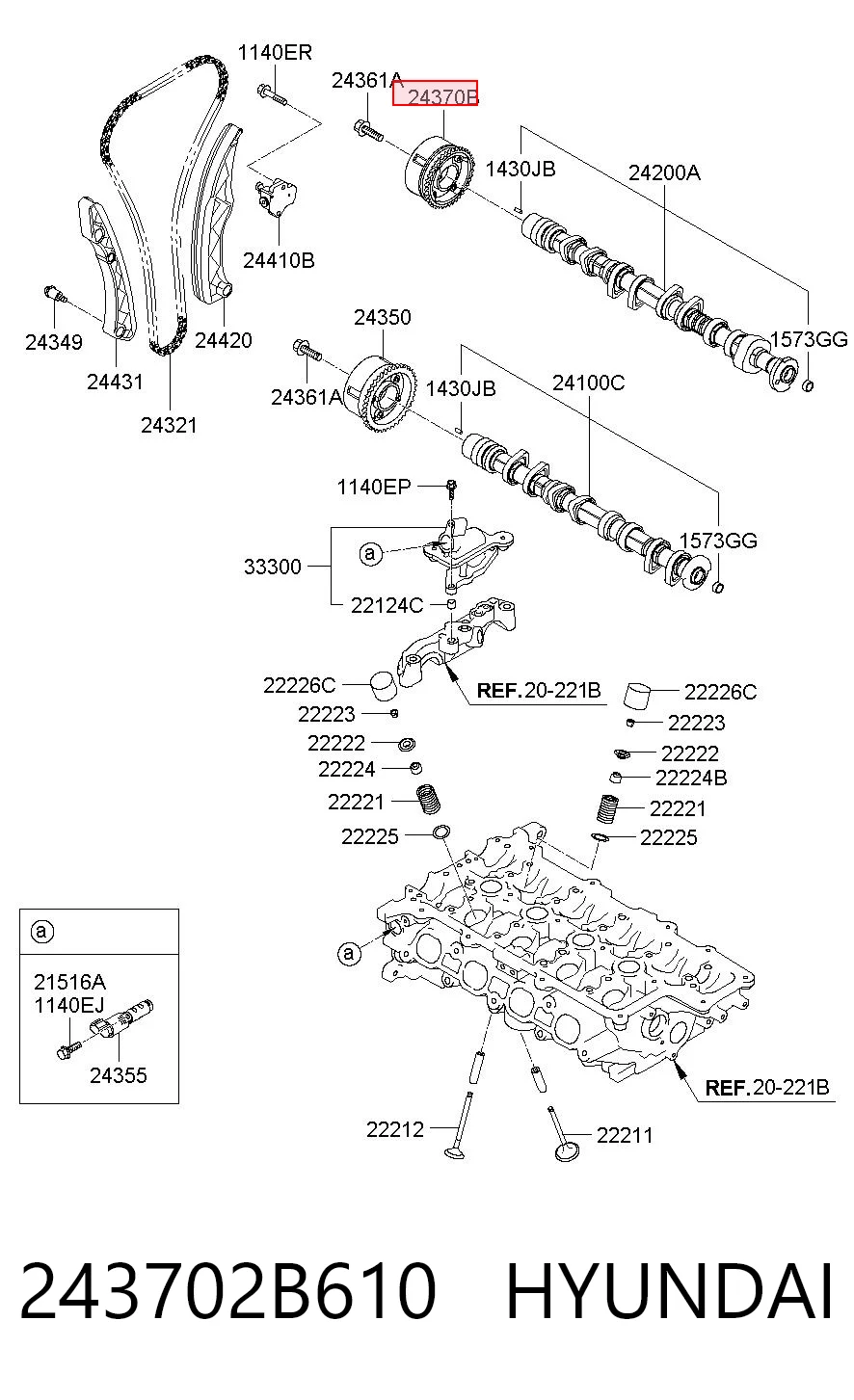 243702B610 Hyundai/Kia Звездочка-шестерня распредвала двигателя, выпускного