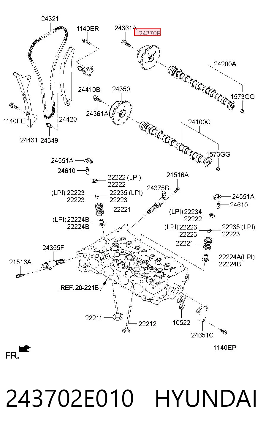 243702E010 Hyundai/Kia Звездочка-шестерня распредвала двигателя, выпускного