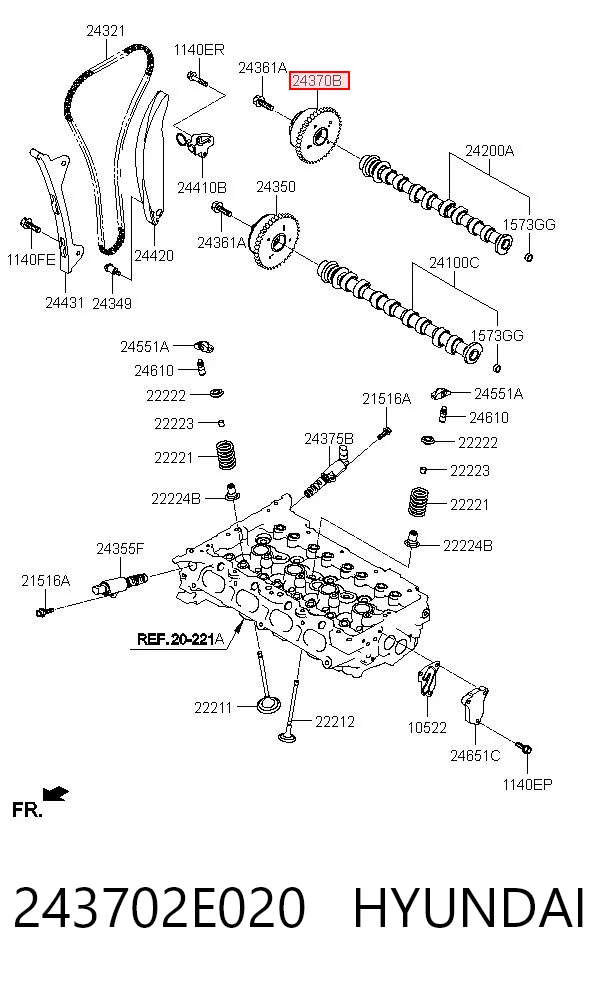 243702E020 Hyundai/Kia Звездочка-шестерня распредвала двигателя, выпускного
