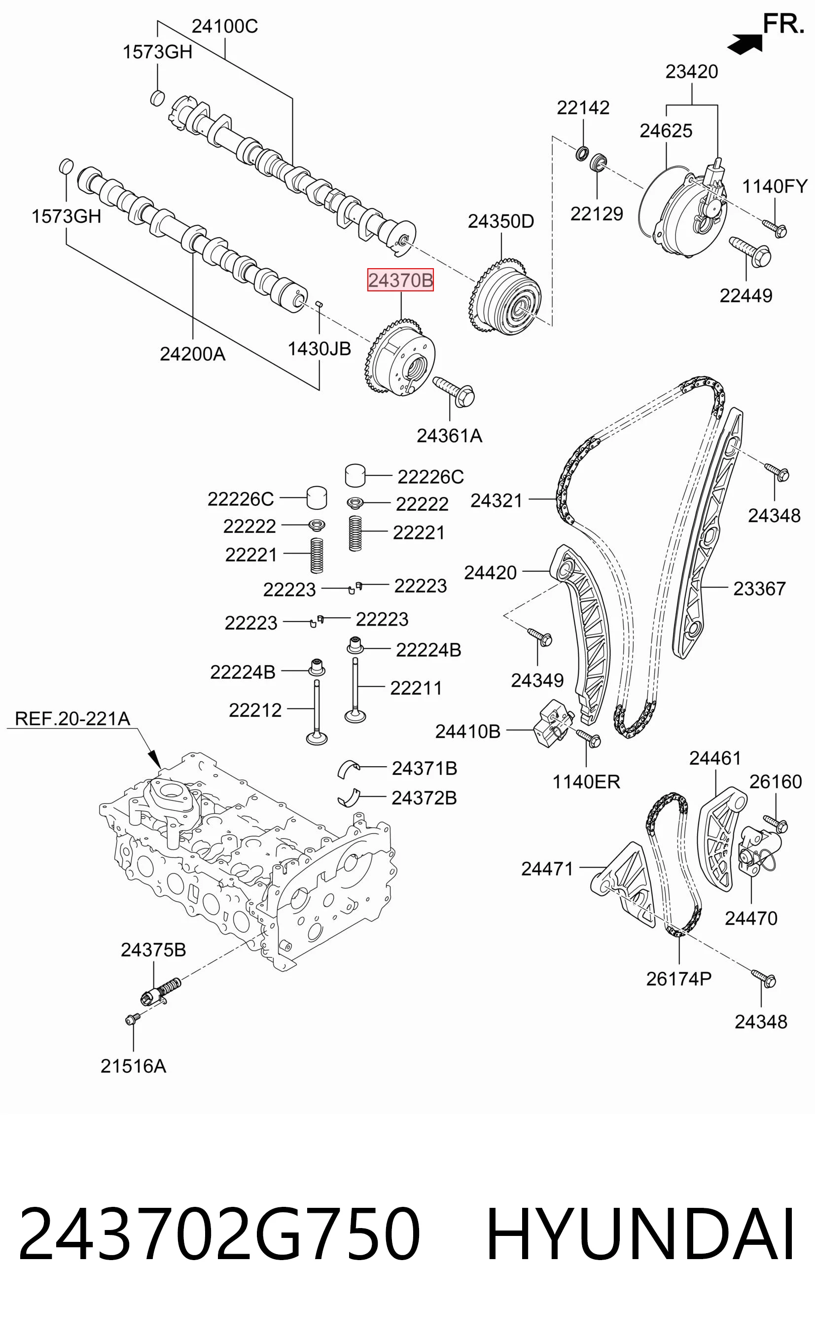 243702G750 Hyundai/Kia Звездочка-шестерня распредвала двигателя, выпускного