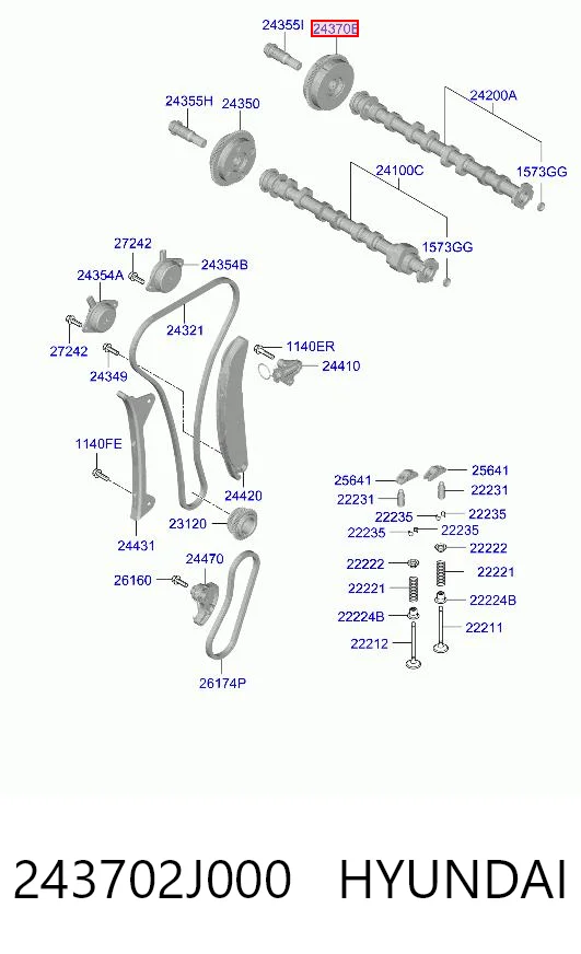 243702J000 Hyundai/Kia Звездочка-шестерня распредвала двигателя, выпускного