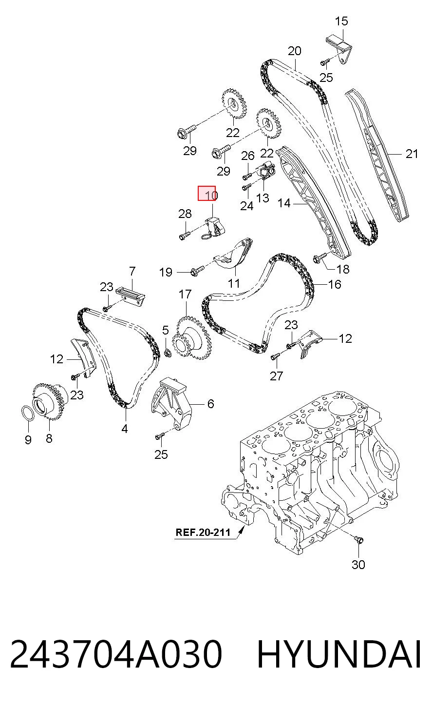 Натяжитель цепи ТНВД GMP 243704A030 цена, от 18.35 USD
