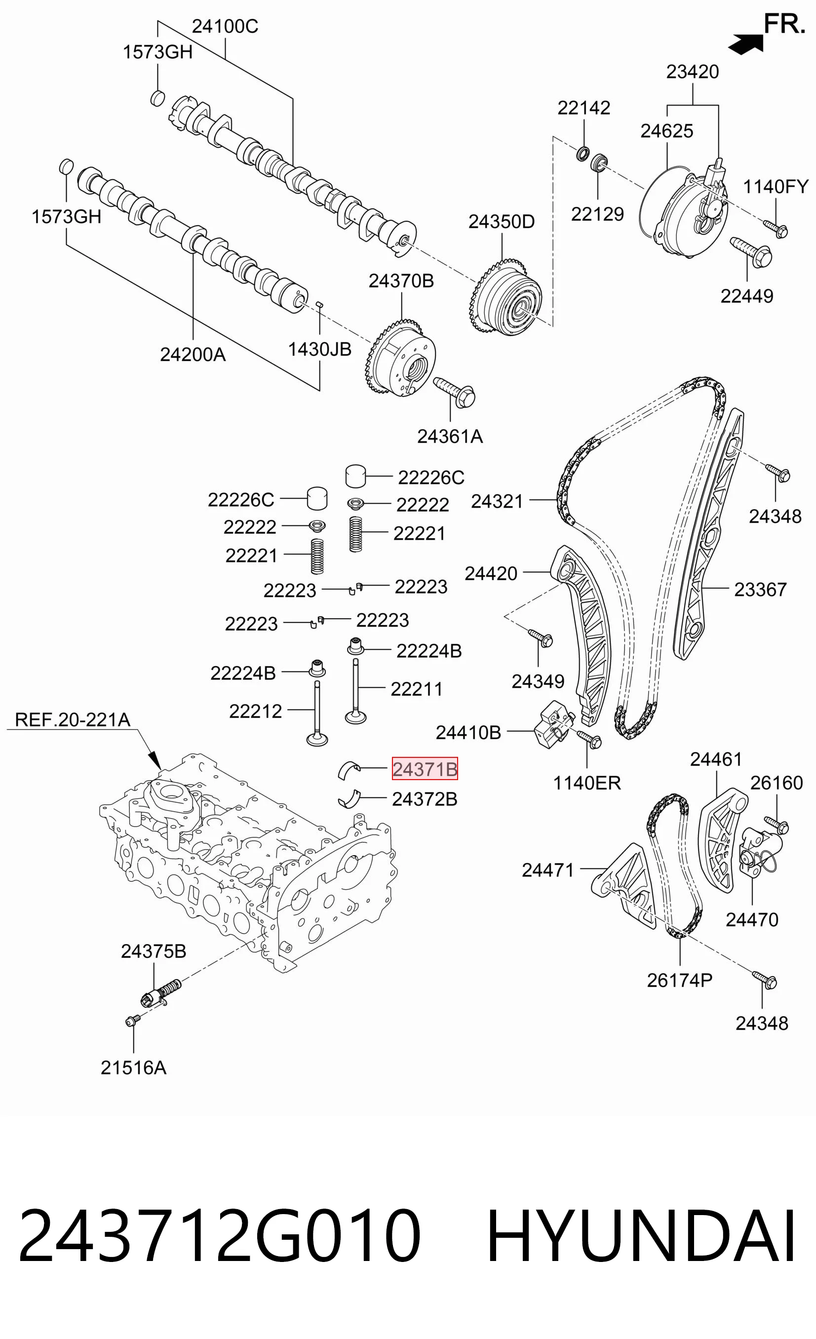 243712G010 Hyundai/Kia Вкладыш распредвала на одну шейку, стандарт