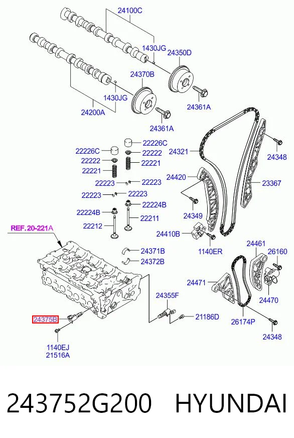 243752G200 Hyundai/Kia Клапан электромагнитный положения распредвала, правый