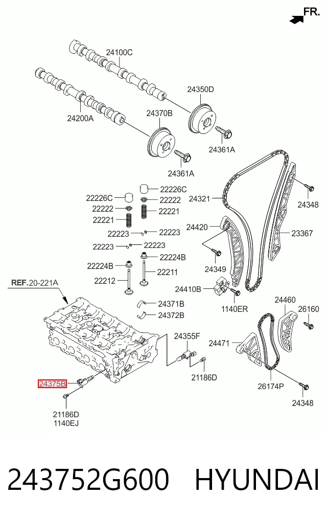 243752G600 Hyundai/Kia Клапан электромагнитный положения распредвала, правый