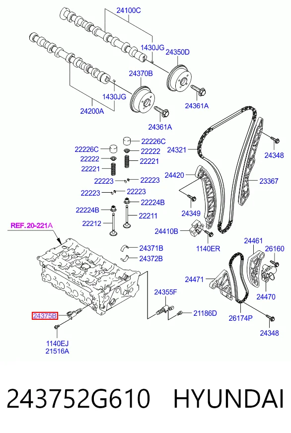 243752G610 Hyundai/Kia Клапан электромагнитный положения распредвала, правый