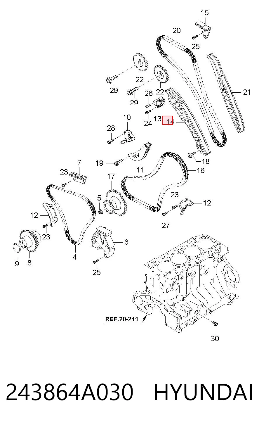 Успокоитель цепи ГРМ, правый GMP 243864A030 цена, от 11.19 USD