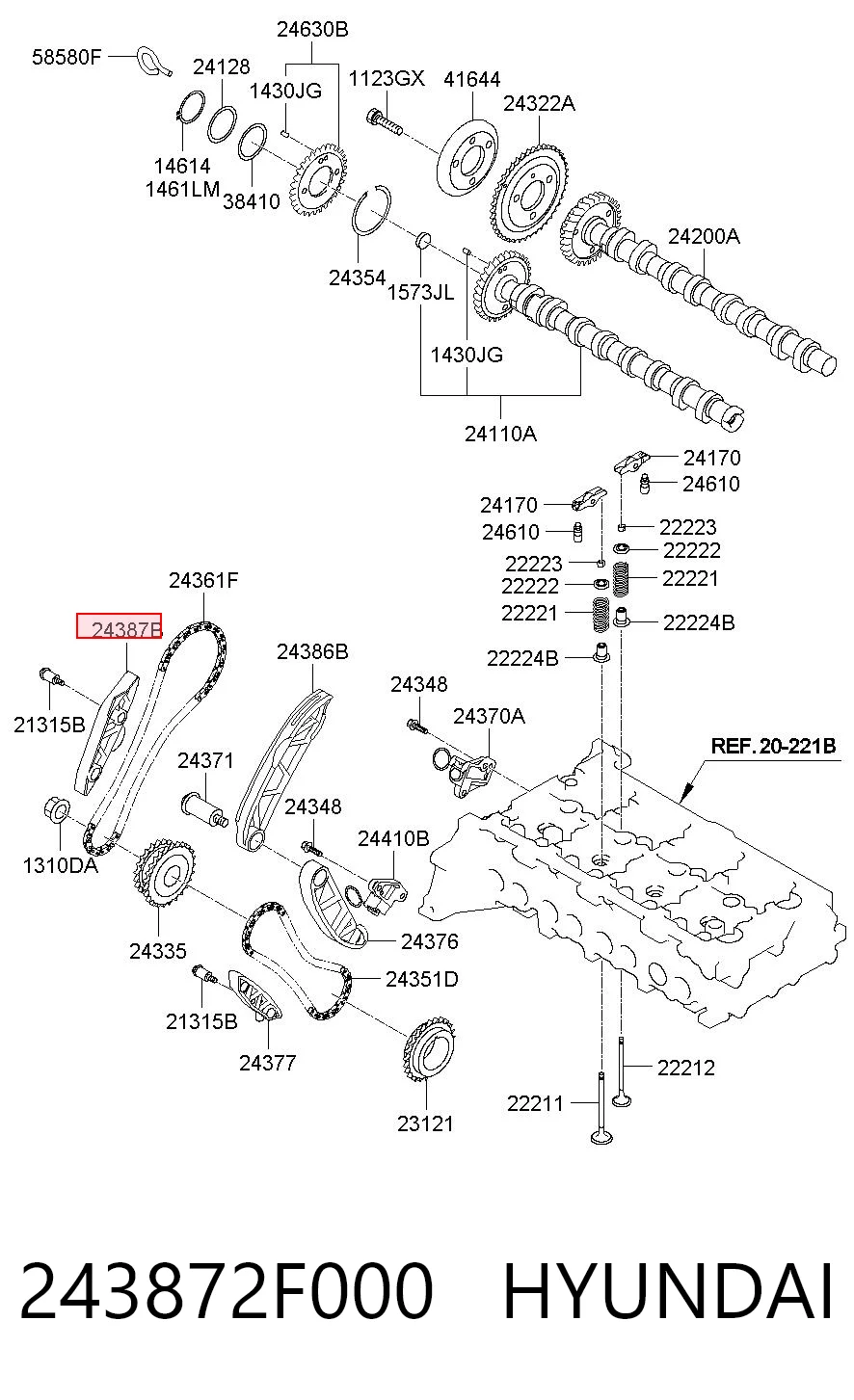 243872F000 Hyundai/Kia Успокоитель цепи ГРМ, верхний