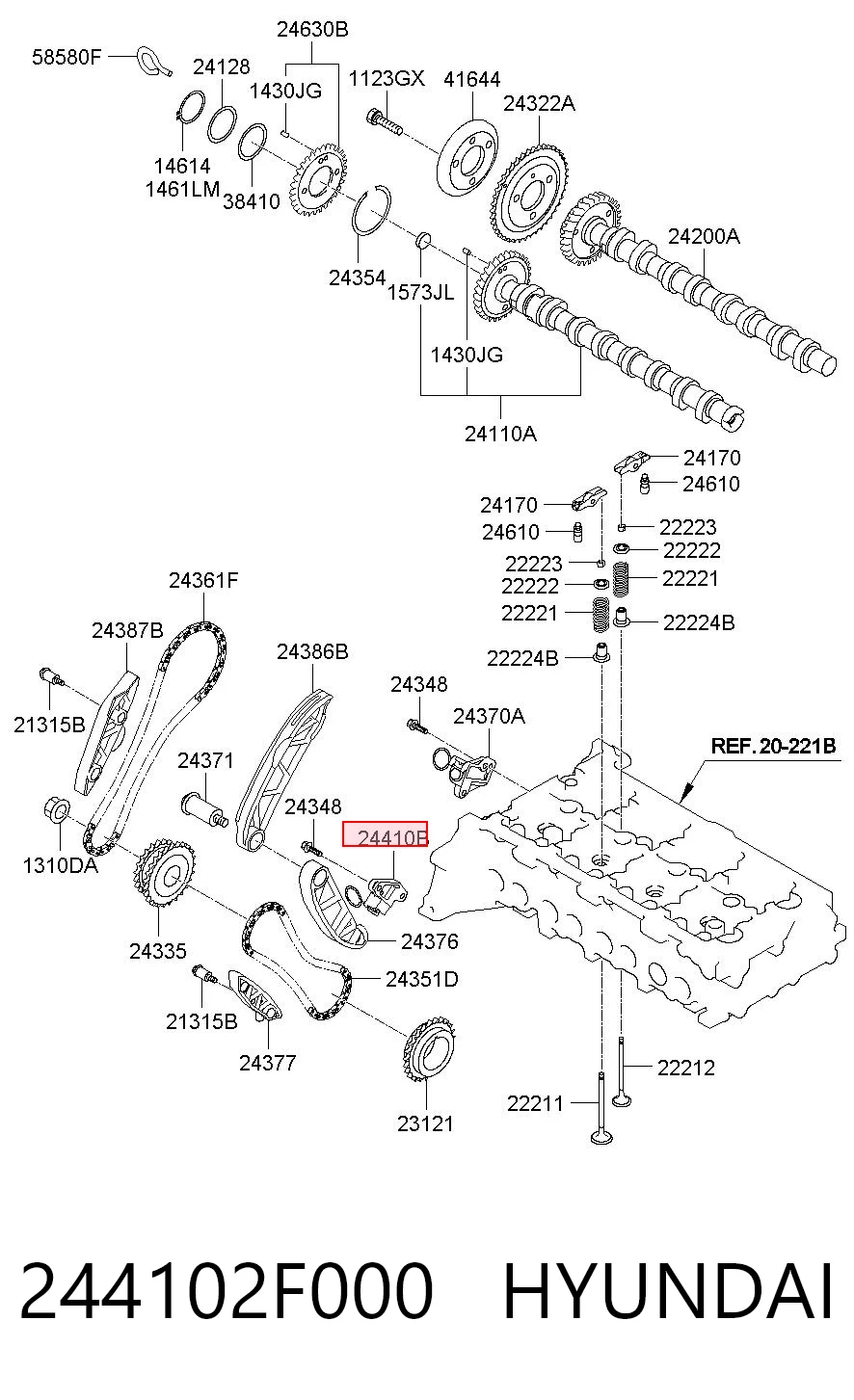 244102F000 Hyundai/Kia Натяжитель цепи насоса масляного