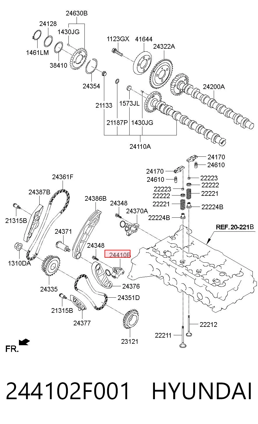 244102F001 Hyundai/Kia Натяжитель цепи насоса масляного