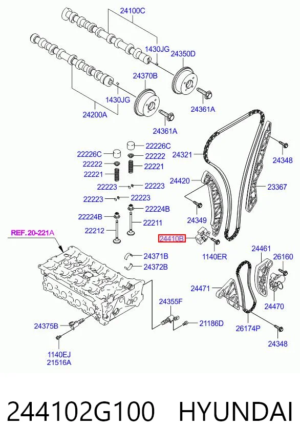 244102G100 Hyundai/Kia Гидронатяжитель цепи