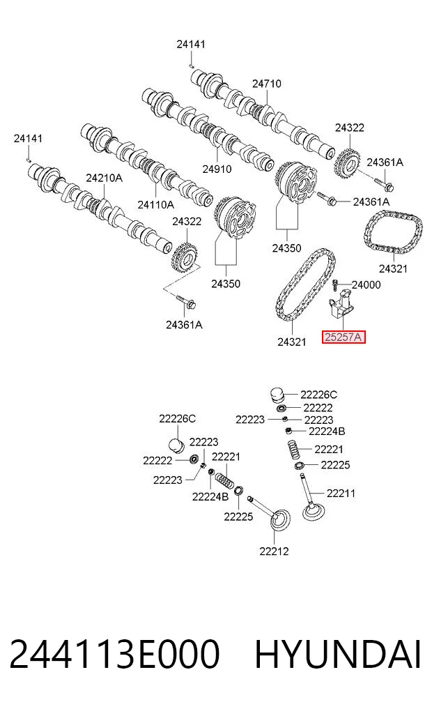 244113E000 Hyundai/Kia Натяжитель цепи ГРМ распреддвалов
