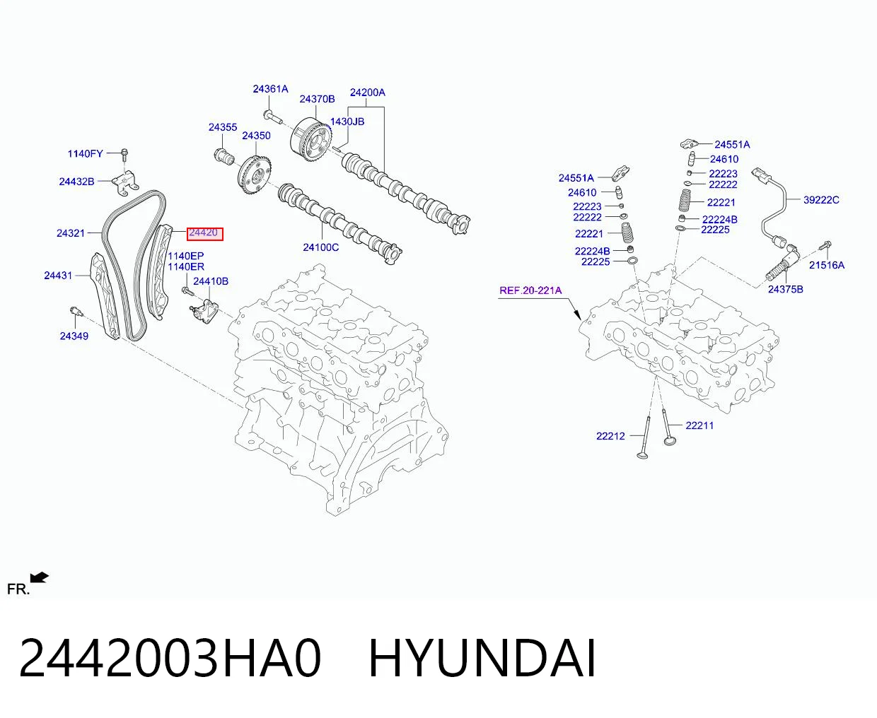 2442003HA0 Hyundai/Kia Успокоитель цепи ГРМ, правый